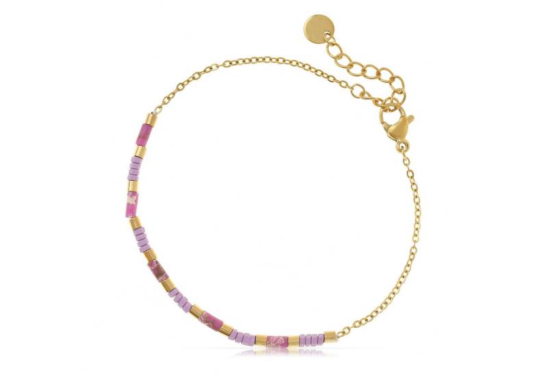 Made by Nami Perlenarmband Damen Armband mit Perlen verstellbar wasserfest, aus Edelstahl – hypoallergen – mit Verlängerung – romantischer Akzent von Made by Nami