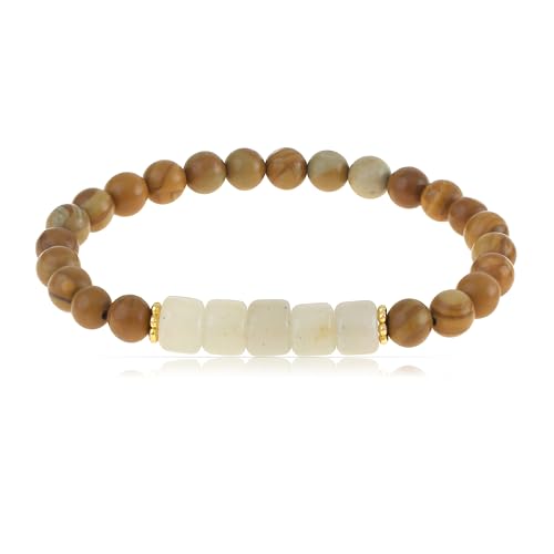 Made by Nami Perlenarmband Herren aus Sandelholz mit Edelstein Männer Armband mit Perlen Herren Schmuck Spiritueller Schmuck (Mit Edelsteinen) von Made by Nami