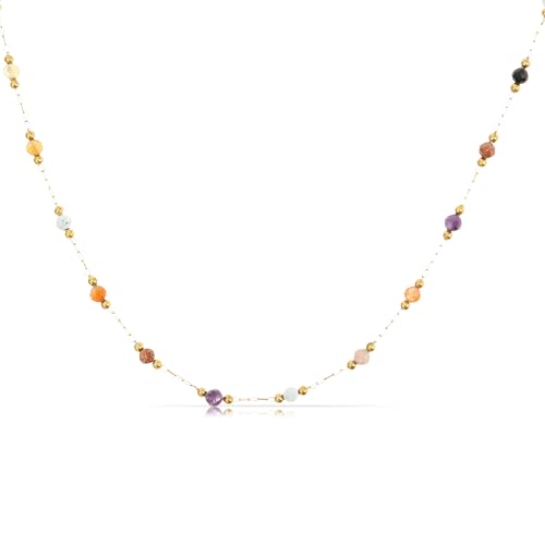 Made by Nami Perlenkette Damen Bunt aus Edelstahl Wasserfester Schmuck Geschenke für Frauen (Bunt) von Made by Nami