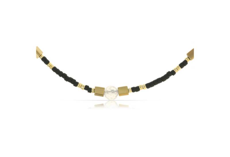 Made by Nami Perlenkette Damen Halskette Bunt Perlen Edelstein verstellbar wasserfest Boho-Stil, aus Edelstein – Sommerlich – mit Verlängerung – für empfindliche Haut von Made by Nami