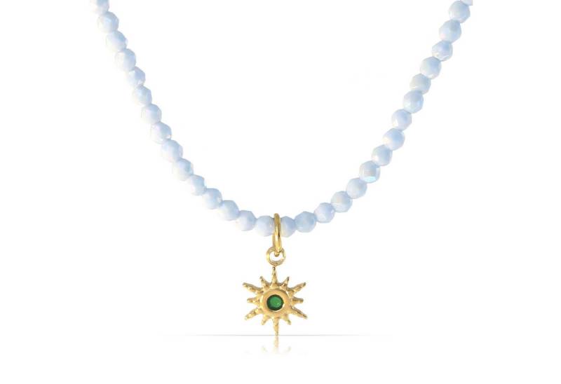 Made by Nami Perlenkette Damen mit Anhänger aus Chirurgischem Edelstahl 40 + 5 cm, Wasserfester Schmuck Freundschaftskette Boho Schmuck von Made by Nami