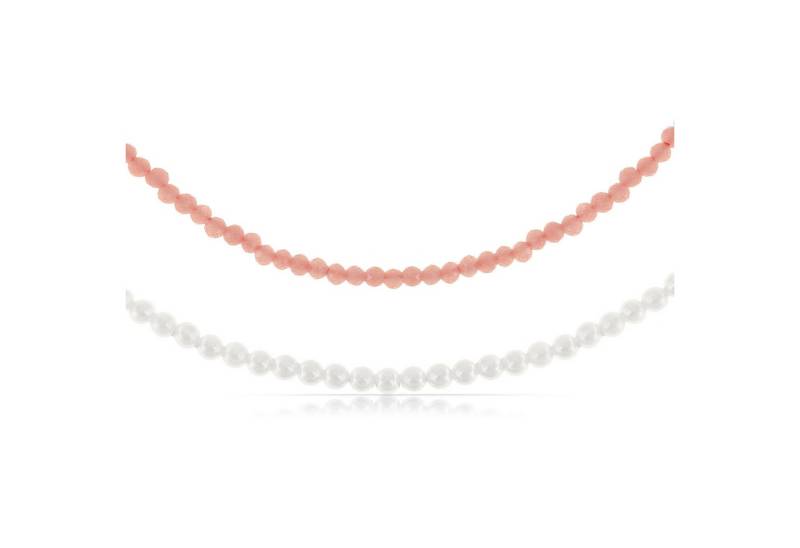 Made by Nami Perlenketten-Set Zweireihige Damen Halskette mit Süßwasserperlen wasserfest verstellbar, aus Edelstahl – wasserfest – hypoallergen – multilayer Design von Made by Nami