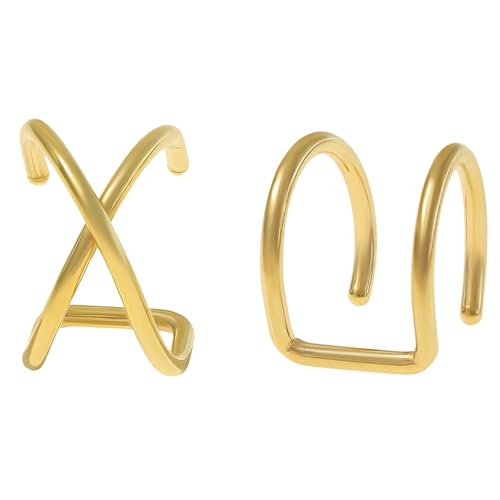 Made by Nami Set Helix Piercings aus Chirurgischem Edelstahl 2er Set Helix Gold zum Klemmen Piercing Ohr Gold Ohne Löcher Damen Ear Cuffs Made by Nami Set Helix Piercings aus Chirurgischem Edelstahl 2er Set Helix Gold zum Klemmen Piercing Ohr Gold Ohne Löcher Damen Ear Cuffs von Made by Nami