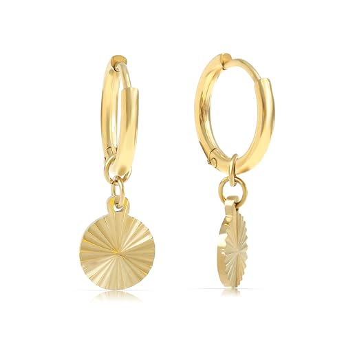 Made by Nami Set Mandala Ohrringe Gold Hängend mit mit Sonnen Anhänger aus Chirurgischem Edelstahl Schmuck Damen Hypoallergen & Wasserfest Boho Schmuck Damen von Made by Nami