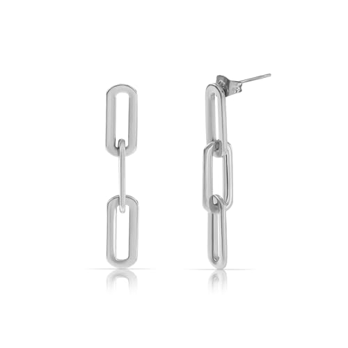 Made by Nami Set Ohrringe Hängend Statement Ohrringe Silber aus Chirurgischem Edelstahl Festival Schmuck Damen Wasserfester Schmuck Hypoallergen (Große Glieder) von Made by Nami