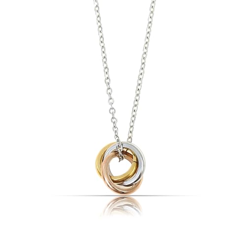 Made by Nami Silberkette Damen drei verwundenen Ringen als Anhänger 925 Sterling Silber Geschenke für Frauen Wasserfester Schmuck 40 + 5 cm Länge von Made by Nami