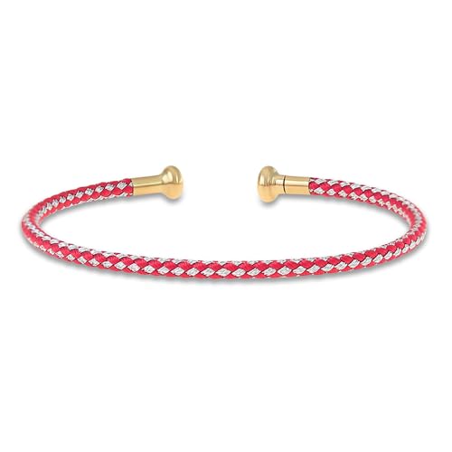 Made by Nami Surfer Armband Damen & Herren • Armreif Handgemacht aus Edelstahl geflochten • Maritimes Armband • Wasserfest & Verstellbar (Rot Gold) von Made by Nami