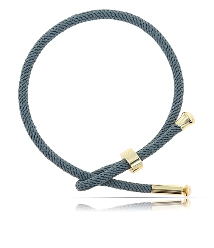 Made by Nami Surfer Armband für Damen & Herren • Segeltau Handgemacht & Geflochten • Maritim • 100% Wasserfest & Verstellbar (Grau Gold) von Made by Nami