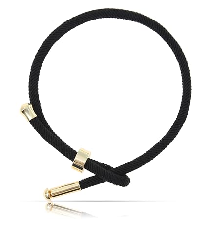 Made by Nami Surfer Armband Damen & Herren • Segeltau Armband Handgemacht & Geflochten • Maritimes Armband • 100% Wasserfest & Verstellbar (Schwarz Gold) von Made by Nami