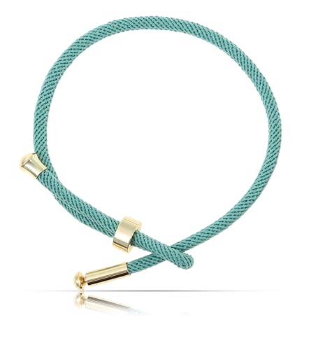 Handgefertigtes Nami Surfer Armband Damen & Herren - Maritimes Segeltau Armband 100% Wasserfest & Verstellbar (Türkis Gold) von Made by Nami