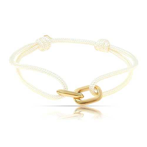 Made by Nami Surfer-Armband Herren & Damen • Segeltau Armband Handgemacht & Geflochten • Maritimes Armband • Minimalistisches Armband • 100% Wasserfest & verstellbar • Geschenke Männer (Beige Gold) von Made by Nami