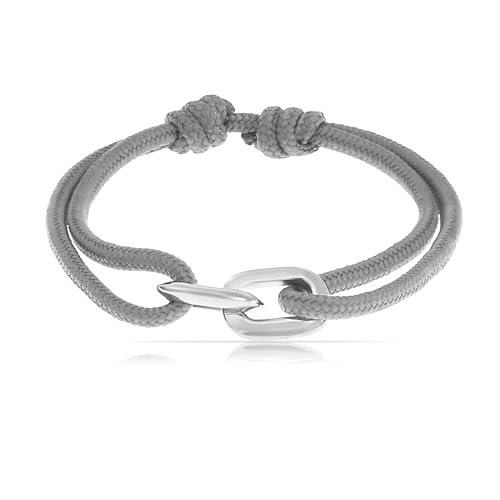 Made by Nami Surfer-Armband Herren & Damen • Segeltau Armband Handgemacht & Geflochten • Maritimes Armband • Minimalistisches Armband • 100% Wasserfest & verstellbar • Geschenke Männer (Grau Silber) von Made by Nami