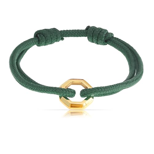 Made by Nami Surfer-Armband Herren & Damen • Segeltau Armband • Handgemacht & Geflochten • Maritimes Armband • Minimalistisches Armband • 100% Wasserfest & verstellbar • Partner Armband (Grün Gold) von Made by Nami