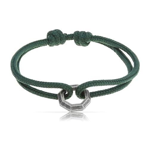 Made by Nami Surfer-Armband Herren & Damen • Segeltau Armband • Handgemacht & Geflochten • Maritimes Armband • Minimalistisches Armband • 100% Wasserfest & verstellbar • Partner Armband (Grün Schwarz) von Made by Nami