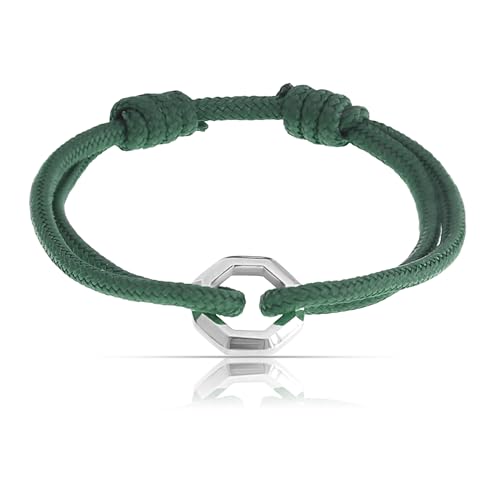 Made by Nami Surfer-Armband Herren & Damen • Segeltau Armband • Handgemacht & Geflochten • Maritimes Armband • Minimalistisches Armband • 100% Wasserfest & verstellbar • Partner Armband (Grün Silber) von Made by Nami