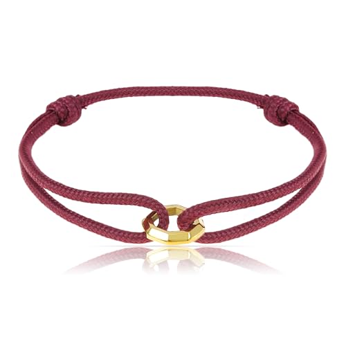 Made by Nami Surfer-Armband Herren & Damen • Segeltau Armband • Handgemacht & Geflochten • Maritimes Armband • Minimalistisches Armband • 100% Wasserfest & verstellbar • Partner Armband (Rot Gold) von Made by Nami