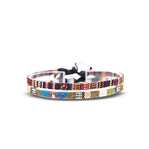 Made by Nami Surfer Fußband 2-er Set Damen & Herren - Dünnes Boho Hippie Ethno Fußkettchen - Handmade Strand Festival Accessoires - Wasserfest & Verstellbar - 100% ökol. Baumwolle (Braun & Safari) von Made by Nami