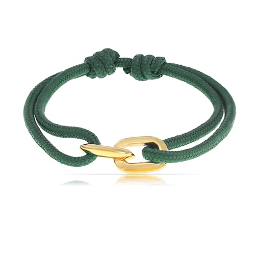 Made by Nami Surfer-Armband Herren & Damen • Segeltau Armband Handgemacht & Geflochten • Maritimes Armband • Minimalistisches Armband • 100% Wasserfest & verstellbar • Geschenke Männer (Grün Gold) von Made by Nami