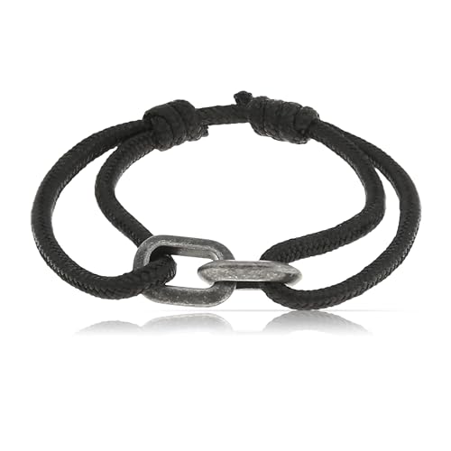 Made by Nami Surfer-Armband Herren & Damen • Segeltau Armband Handgemacht & Geflochten • Maritimes Armband • Minimalistisches Armband • 100% Wasserfest & verstellbar (Schwarz Schwarz) von Made by Nami