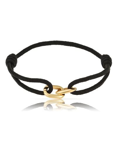 Surfer-Armband Herren & Damen • Segeltau Armband • Handgemacht & Geflochten • Maritimes Armband • Minimalistisches Armband • 100% Wasserfest & verstellbar • Geschenke für Männer (Schwarz Gold) von Made by Nami