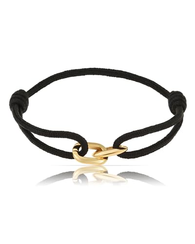 Made by Nami Surfer-Armband Herren & Damen • Segeltau Armband Handgemacht & Geflochten • Maritimes Armband • Minimalistisches Armband • 100% Wasserfest & Verstellbar • Geschenke Männer (Schwarz Gold) von Made by Nami