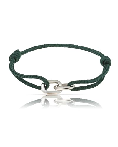 Made by Nami Surfer-Armband für Herren & Damen • Segeltau Handgemacht & Geflochten • Maritim & Minimalistisch • 100% Wasserfest & Verstellbar • Geschenke Männer (Grün Silber) von Made by Nami