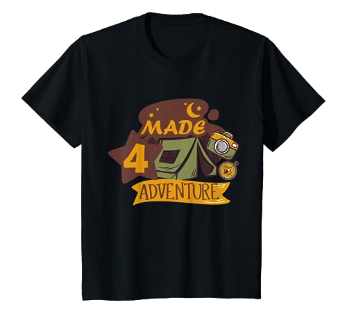 Kinder 4. Geburtstag Camping Motto Party Made four adventure T-Shirt Kinder 4. Geburtstag Camping Motto Party Made four adventure T-Shirt von Made four adventure themed birthday Party 4