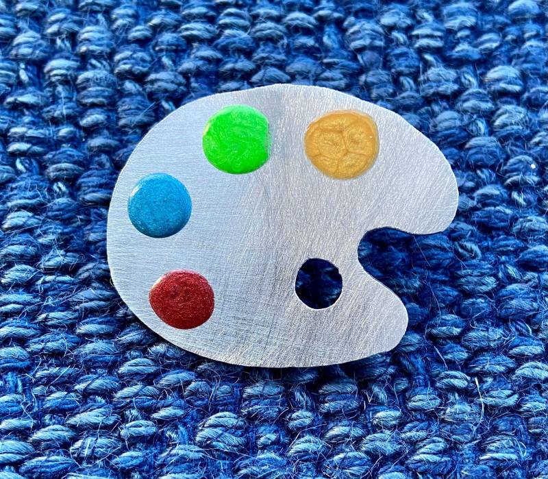 Silberabfall Aluminium Paint Palette Brosche Silberabfall Aluminium Paint Palette Brosche von MadeByCarolineShop