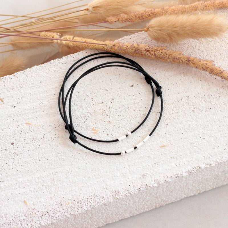 Anniversary Gift - Couples Bracelet Personalized With Initial in Morse Code Set Of 2 Partner Bracelets von MadeByEvia