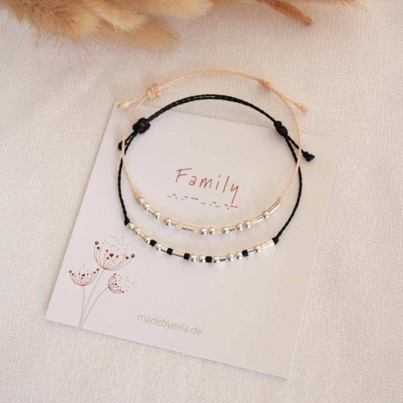 Family Morse Code Armband Weihnachtsgeschenkidee Familienarmband in Schwarz Oder Creme von MadeByEvia