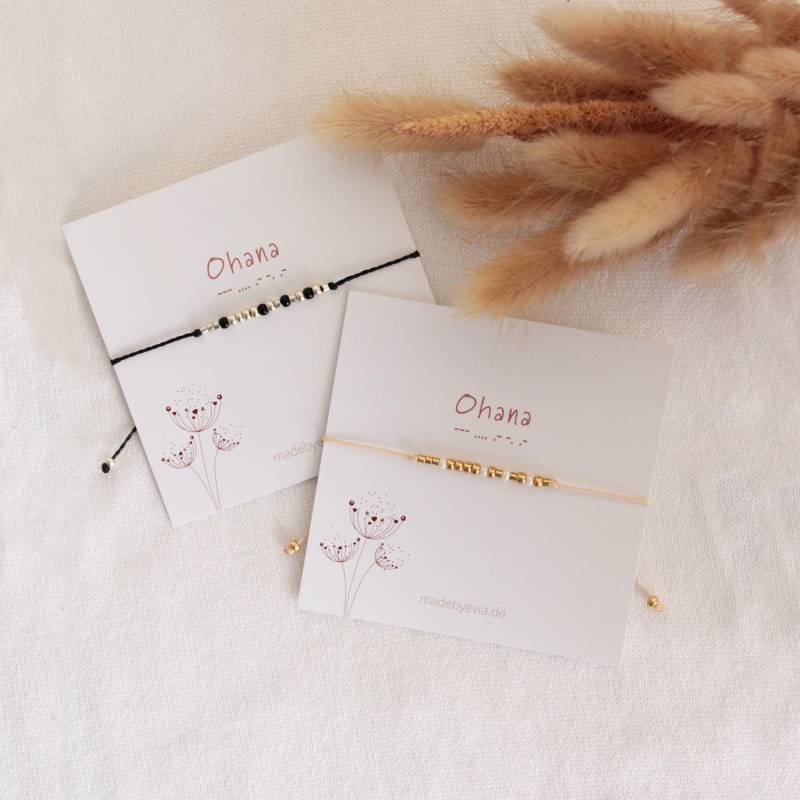 Ohana Morse Code Armbänder Set Weihnachtsgeschenk Für Familie; Goldene Und Silberne Rocailles von MadeByEvia