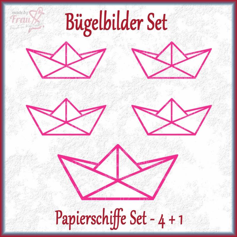 Bügelbild Papierschiffe Set 4 + 1 - 5Er in Verschiedene Farben/Papierboot Bügelbild Papierschiffe Set 4 + 1 - 5Er in Verschiedene Farben/Papierboot von MadeByFrauS