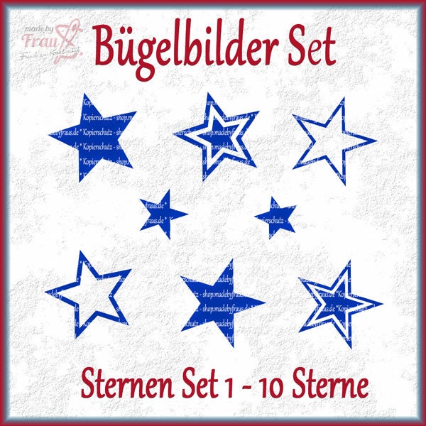 Bügelbild Sterne Set 1 - 10 Verschiedene Farben von MadeByFrauS