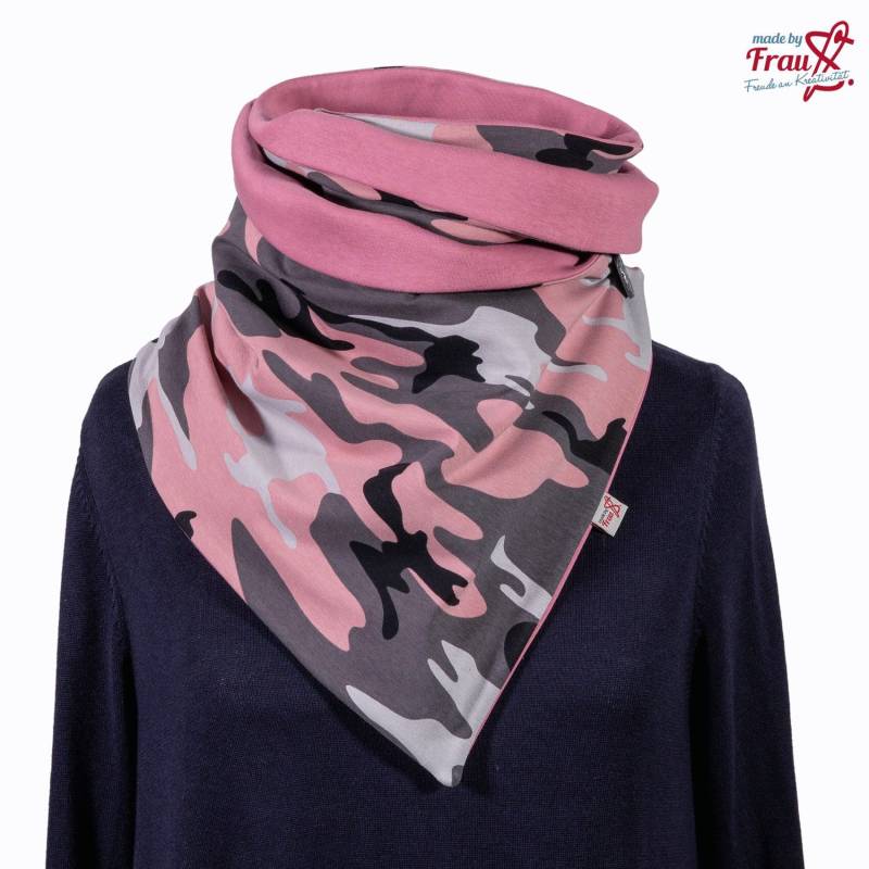 Wickelschal Mit Knopf - „Camouflage" Altrosa von MadeByFrauS