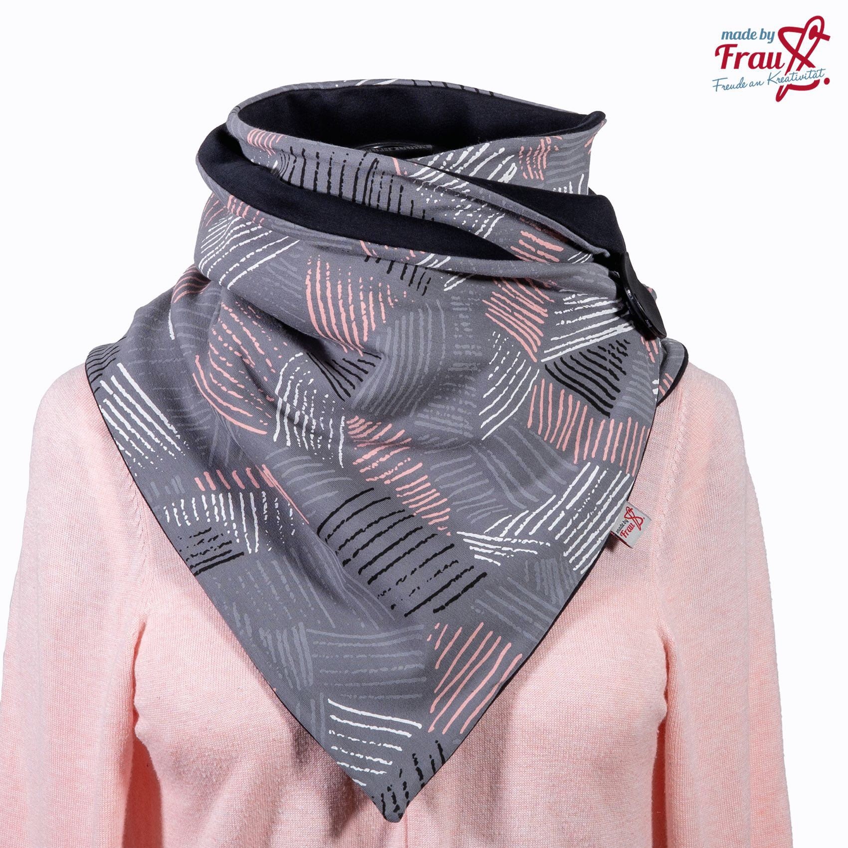 Wickelschal Mit Knopf - Grau „stripes" von MadeByFrauS