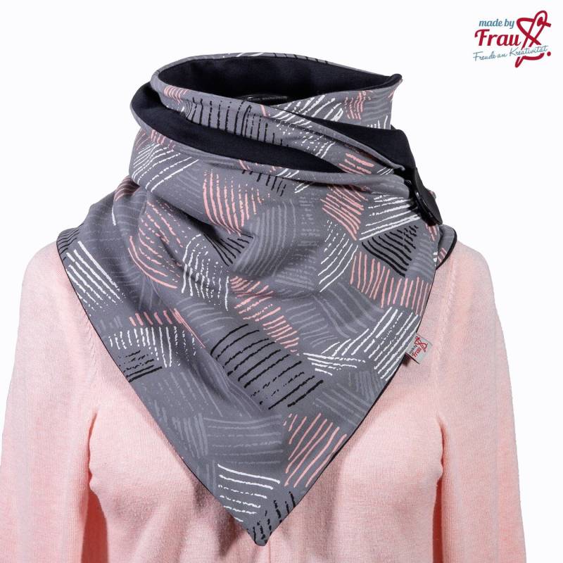 Wickelschal Mit Knopf - Grau „stripes" von MadeByFrauS