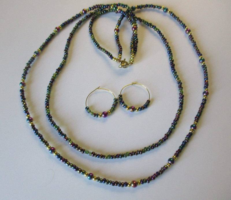 Juwel-Ton Perlen Halskette Mit Passenden Ohrstecker - # 422 Juwel-Ton Perlen Halskette Mit Passenden Ohrstecker - # 422 von MadeByGoldie