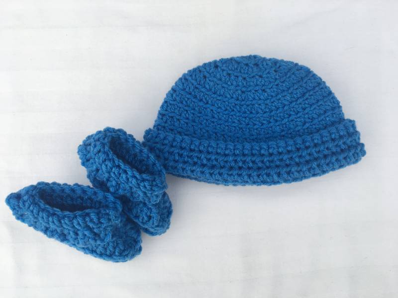 Gehäkelte Babymütze Und Mütze, Häkelmütze Blaue Babymütze Gehäkelte Babymütze Und Mütze, Häkelmütze Blaue Babymütze von MadeByMargieAnn