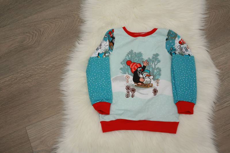 Der Kleine Maulwurf Pauli - Winterpullover, Größe 92-98, Junge, Mädchen Pullover, Langarmshirt, Weihnachten von MadeByNaehwichtel