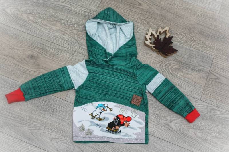 Pullover, Kinder Kapuzenpullover Mit Motiv Pauli, Der Kleine Maulwurf, Spass Im Schnee, Auf Der Piste, 86-92 von MadeByNaehwichtel