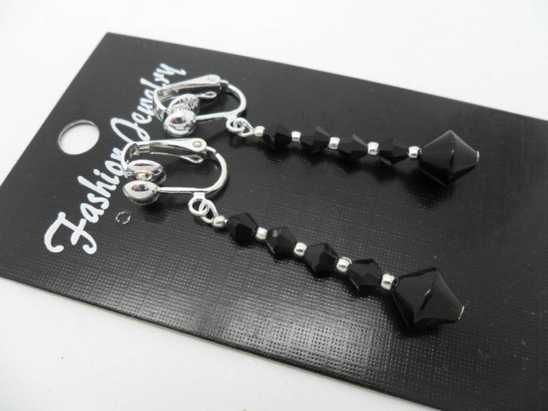 Ein Paar Hübsche Schwarze Glas Kristallperle Dangly Clip Auf Ohrringe Ein Paar Hübsche Schwarze Glas Kristallperle Dangly Clip Auf Ohrringe von MadeInEngland63