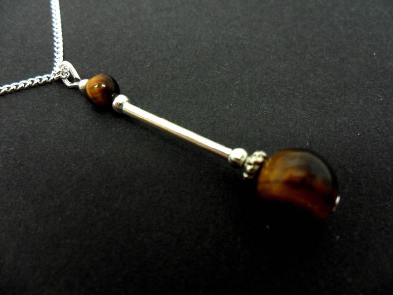 Eine Schöne Kleine Tiger Auge Perle Versilbert Anhänger Halskette von MadeInEngland63