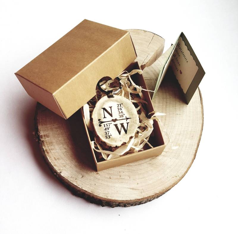 Schlüsselanhänger Mit Gravur Gps Koordinaten Individuelles Geschenk von MadeWithLoveByAleksi