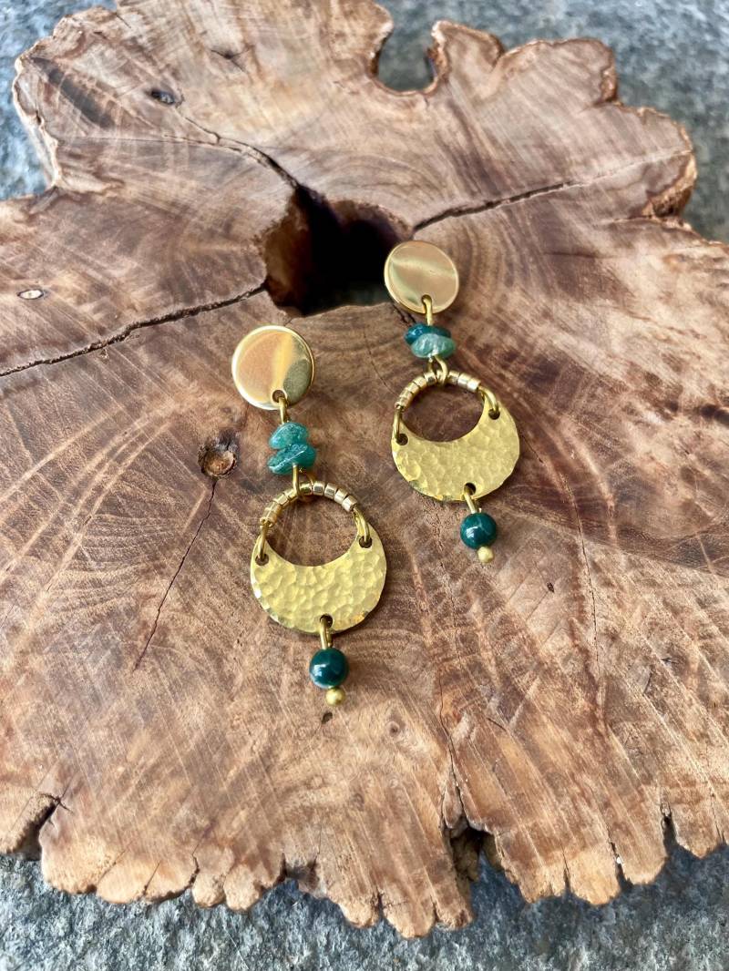 Isa Ohrringe Grün Boho Messing & Miyuki Perlen - Natürliche Eleganz, Handgefertigter Schmuck, Perfektes Geschenk von MadebyAnnaJewelry