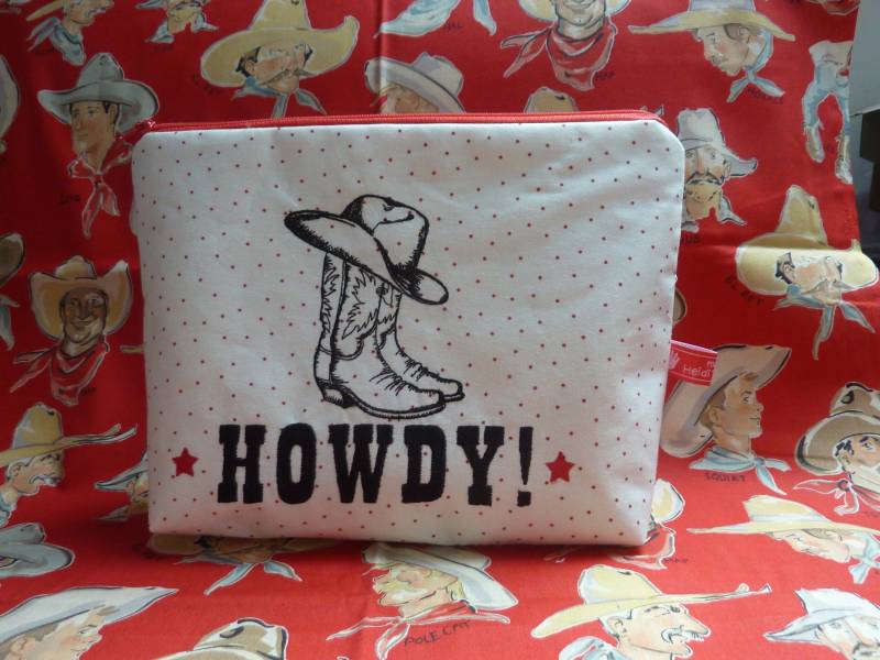 Howdy Wild West Buckaroos Chambray Red Vintage Cowboy Texas Austin Alexander Henry von MadebyHeidiRohrmoser