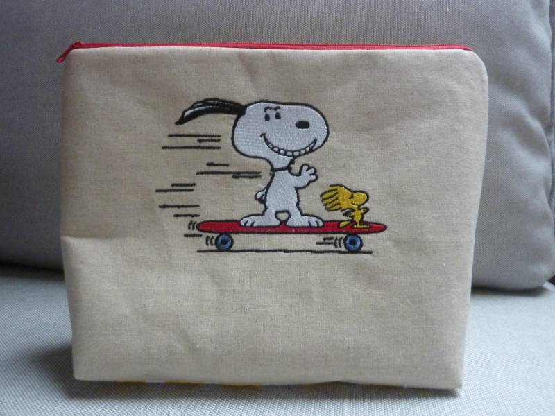 Snoopy Und Woodstock Kosmetiktasche Skateboard Smiley von MadebyHeidiRohrmoser