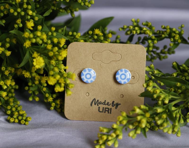 Ohrstecker Klein Rund Fliesen-Optik | 925 Sterling Silber Ohrstecker Klein Rund Fliesen-Optik | 925 Sterling Silber von MadebyLiri