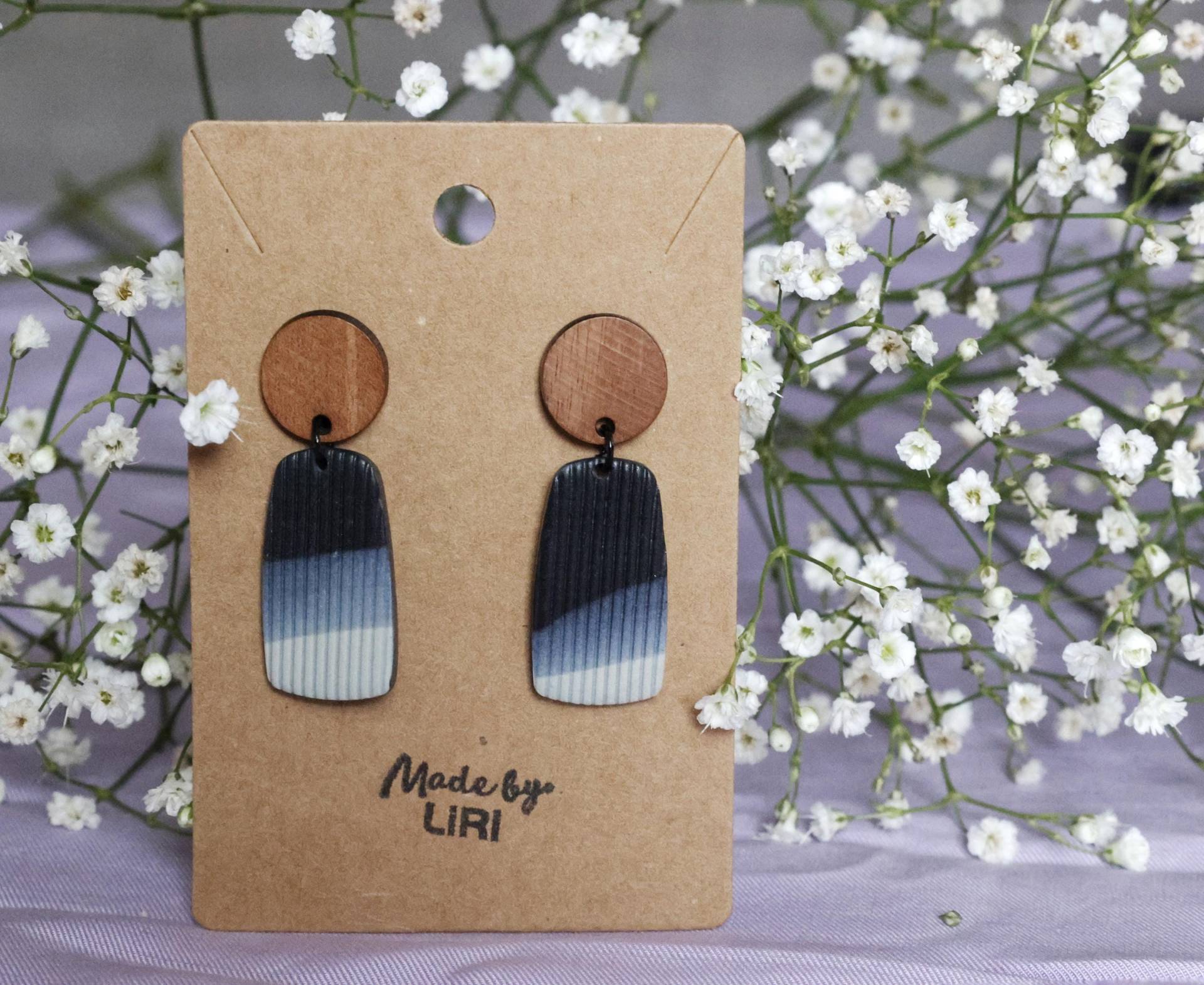 Statement-Ohrringe Lang Farbverlauf Schwarz/Grau | 925 Sterlingsilber von MadebyLiri