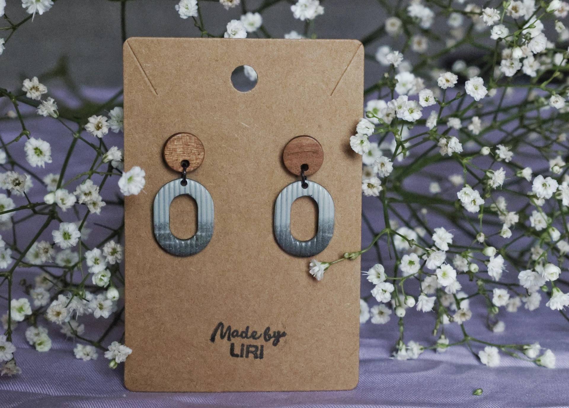 Statement-Ohrringe Oval Grau Farbverlauf | 925 Sterlingsilber von MadebyLiri