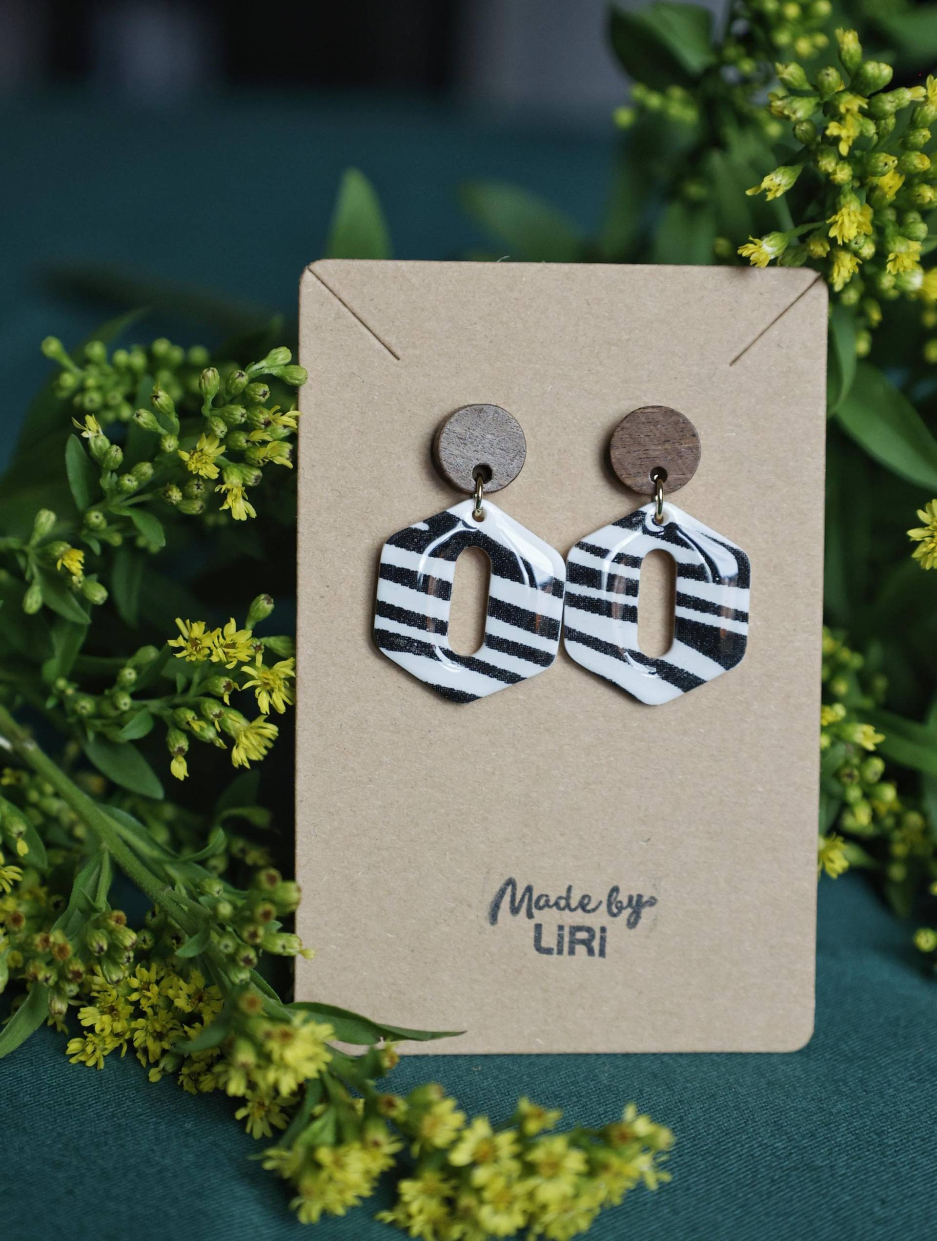 Statement-Ohrringe Raute Zebra Mit Holz | Vergoldetes 925 Sterling Silber Statement-Ohrringe Raute Zebra Mit Holz | Vergoldetes 925 Sterling Silber von MadebyLiri